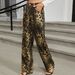 Wild Leopard Print Washed Denim Straight Leg Pants For Women - High Waist Vintage Streetwear Jeans_mkmklike.com