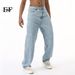 EF JEANS | 2024 New Product, Hong Kong Style Straight Tube, Simple Classic Basic Versatile Washed Light-colored Jeans Tide_mkmklike.com