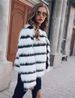 Women's Clothing Black and white color block fox fur coat winter fur coat women's round neck long sleeve fur women's tops_mkmklike.com