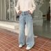 Men's Clothing Personality Double Waist Washed Jeans Men's Loose Versatile High Street Casual Trousers_mkmklike.com