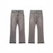 Vintage-Inspired Washed Gray Frayed Hem Flared Jeans - Cleanfit Stretch Denim Pants For Men & Women Fashion Trends_mkmklike.com
