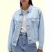 Women's Light Blue Washed Denim Jacket Loose Fit Drop Shoulder Short Versatile Top Factory Direct Wholesale_mkmklike.com
