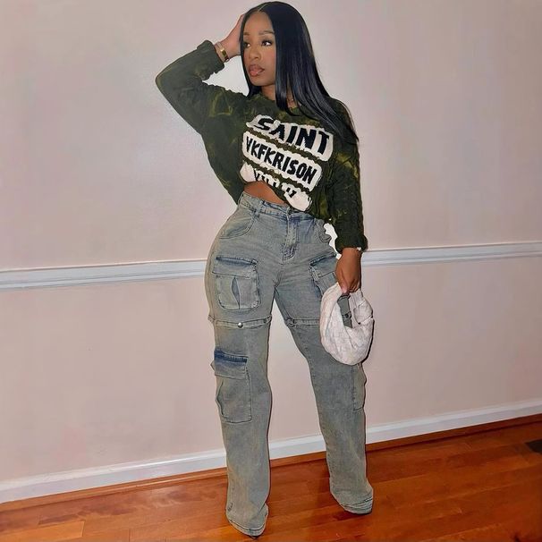 Women’s High-Waisted Cargo Jeans – Detachable Button Straps, Multi-Pocket Utility Pants, Streetwear Staple (S-3XL)_mkmklike.com