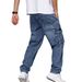 Men's Clothing Cool And Retro Multi Pocket Cargo Jeans, Spring And Autumn Style, Loose Straight Leg Casual Trousers._mkmklike.com