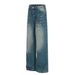 Men's Loose Straight Jeans High Street Style High End Washed Blue Rivet And Metal Design Unisex_mkmklike.com