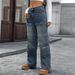 K Women's New Multi Pocket Denim Workwear Pants For Women_mkmklike.com