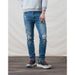 Retro Style Slim Fit Men's Blue Ripped Jeans High Quality Stretch Heavy Duty European American Casual Mid Waist Long Trousers_mkmklike.com