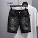 Men's Slim Fit Denim Shorts Black Gray High Street Style Ripped Mid Length Five Point Pants Cool Versatile New Summer_mkmklike.com