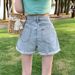 Women's Clothing Niche Design Cuffed Denim Shorts For Women Summer High Waist Loose Slimming Small All Match Wide Leg Hot Pants_mkmklike.com