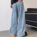 Hong Kong Style Design Wide-leg Jeans Men's Slightly Pulled Loose Large Size Light-colored Pants_mkmklike.com