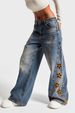 Trendy High Waist Loose Fit Embroidered Jeans For Women – Vintage Washed Denim Pants, Comfortable & Stylish (S-XL)_mkmklike.com