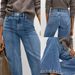 High Stretch High Waisted Wide Leg Jeans Women's Slimming Retro Washed Denim Spring/Autumn Regular Fit England Style Fashion_mkmklike.com