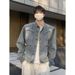 Small Niche Fringed Denim Jacket Men's Retro Washed Gradient Loose Jacket_mkmklike.com