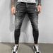 Men's Clothing Distressed Trendy Gray Slim Fit Jeans Men's Slim Fit Distressed Grey Jeans - Stretch Denim Skinny Jeans For Men With Ripped Details_mkmklike.com