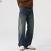 Men's American Vintage Straight Leg Jeans – High Street Relaxed Fit Denim Pants (91.7% Cotton, Washed & Distressed)_mkmklike.com