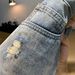 Men's Retro Distressed Washed Denim Shorts Trendy Summer Style Loose Straight Leg Casual Five-Point Pants_mkmklike.com
