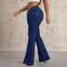 Women's Clothing Fashion All Match Slim Women's Stretchy Flared Denim Jeans - Low Rise Sexy Mid-Waist Bell Bottoms Casual Office Wear (Blue, S/M/L/XL)_mkmklike.com