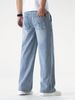Relaxed Fit Casual Jeans For Men & Women - Comfortable Cotton Denim Pants With Washed Finish, Straight Leg & Multiple Pockets (Light Blue)_mkmklike.com
