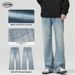 Vintage Ice Blue Denim Jeans for Men Slight Flare Stretch Comfort Fit Trendy Vibe Style_mkmklike.com