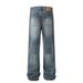 Distressed Washed White Denim Straight-Leg Punk Street Style Men's Vintage Frayed Wide-Leg Loose Casual Pants_mkmklike.com