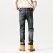 Men's Vintage Washed Slim Straight Jeans - Classic American Retro Style With Distressed Detail_mkmklike.com