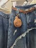Women's Two-piece Jeans, New Early Autumn Style, Frayed Hem Design, Loose-fitting, Slimming, Wide-leg, Floor-length_mkmklike.com
