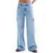 "Women's Oversized Cargo Jeans – High-Waisted Relaxed Fit With Flap Pockets (Streetwear Aesthetic, Unisex Appeal, 90s Retro Revival)"_mkmklike.com