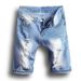 Suitable For All Seasons Ripped Denim Shorts Slim Fit Straight Mid-Length Trendy Plus Size Men's Clothing_mkmklike.com