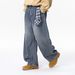 Men's Detachable Bandana Jeans – Streetwear Washed Denim, Loose Fit, 65% Cotton (Blue, S-XL)_mkmklike.com