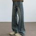 Men's Wide Leg Drawstring Jeans Loose Fit Versatile Comfortable Casual Long Pants Trendy Fashionable New Style_mkmklike.com