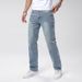Men's Stretch Skinny Jeans Multi-Layered Design Slim Fit Blue Trousers Suitable For All Seasons_mkmklike.com