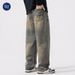 Nordmann MUCHU Clothing | 2025 Autumn Winter New American Retro Distressed Washed Jeans Men's Plus Size Wide Leg Pants_mkmklike.com