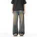 Vintage Washed Distressed Straight Leg Jeans For Men - Retro Loose Fit Denim Pants With High Waist & Street Style_mkmklike.com