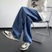 Men's American Style Minimalist Washed Drawstring Jeans Trendy High Street Loose Straight Leg Cotton Pants For Teenagers Spring_mkmklike.com