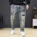 New High-quality Large-size Jeans Men's Elastic Ripped Patch Embroidered Pants Men's Retro Heavy Industry Jeans Men_mkmklike.com
