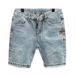 Men's Fashionable Embroidered Logo Casual Washed Blue Denim Shorts Youth Summer Trend Simple And Trendy Streetwear_mkmklike.com