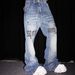 Men's Hip-Hop Denim Jeans – Streetwear Blue Jeans With Graphic Print & Rivet Details – Baggy Straight-Leg Pants (S-3XL)_mkmklike.com