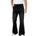 Men's Stretch Bootcut Jeans With Elastic Waist – Vintage Washed Denim (70% Cotton, Comfort Fit, Classic Bell Bottom, Casual & Retro Style)_mkmklike.com