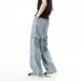"Men's Vintage Washed Denim Work Pants – Relaxed Wide Leg Fit With Utility Pockets (S-3XL, Light Blue/Black)"_mkmklike.com