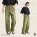 Men’s Retro Green Wide-Leg Jeans – Slimming Straight Fit, Mid-Rise Casual Pants (XS-XL)_mkmklike.com