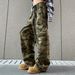 Unisex American Streetwear Baggy Wide-Leg Jeans With Stretchy Waist & Camo Print - Retro Washed Denim Work Pants For Men & Women_mkmklike.com