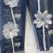 Women's European Style Heavy Duty 3D Floral Rhinestone Jeans Elastic Waist Loose Fit Slimming Fashionable Wide Leg Trousers For Spring And Autumn_mkmklike.com