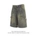 Men's Summer High Street Loose Straight Leg Denim Shorts Distressed Style Edgy Five Point Pants Youth American Fashion_mkmklike.com