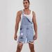 Men's Clothing Casual Fashion Ripped Denim Bib Shorts_mkmklike.com