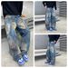 Vintage Distressed High-Waist Loose Fit Straight Leg Jeans For Men & Women – Streetwear Style Premium Cotton Fabric_mkmklike.com