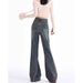 Spring New Trendy Deign Fahion Flared Jean For Women, High-waited Traight-leg Veratile Non-clingy Bell-bottom_mkmklike.com