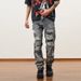 Black Gray Washed Slim Straight Frayed Ripped Jeans Men's Trendy Loose Pants American High Street Ins_mkmklike.com