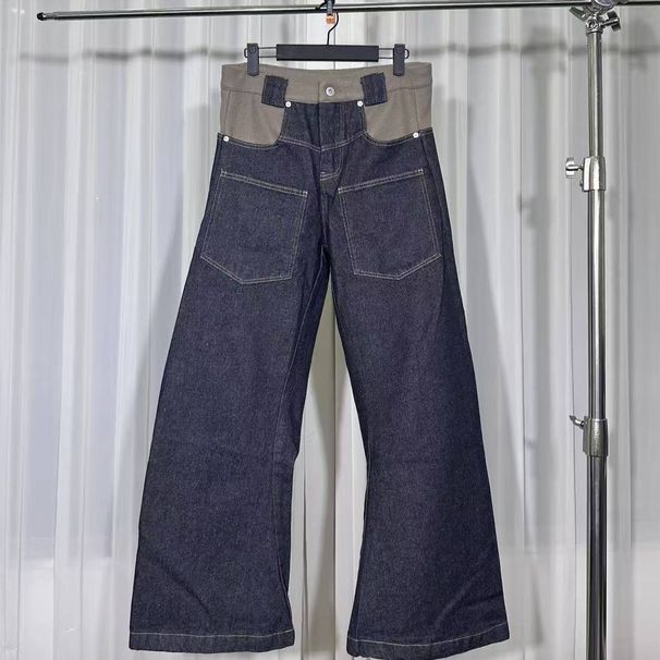 Men's Raw Denim Jeans – Reverse Stitch Relaxed Straight With Micro Flare & Blade Cut_mkmklike.com