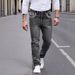 Men's Fashion Trendy Jeans Cross Border E Commerce Best Selling mid Waist Straight Pants with Special Embroidered Pocket Decorations Machine Washable Slight Stretch_mkmklike.com