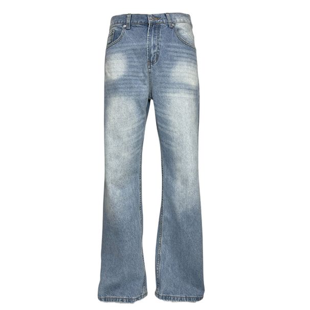 American High Street Flared Jeans Hip Hop Trend Men's Loose Washed Gradient Distressed Casual Long Pants_mkmklike.com